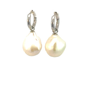 Baroque Pearl Sterling Silver Hoop Earrings