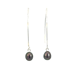 Black Freshwater Pearl Hook Earrings