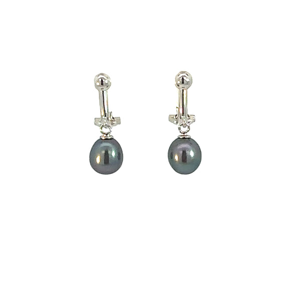 Black Fresh Water Pearl Clip on Earrings