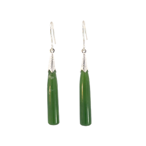 Greenstone Pounamu Tapered Cylinder Earrings