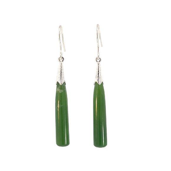 Greenstone Pounamu Tapered Cylinder Earrings