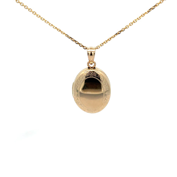 9ct Yellow Gold Edge Engraved Oval Locket