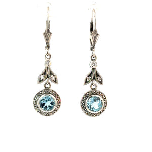 Antique-Style Drop Blue Topaz Earrings