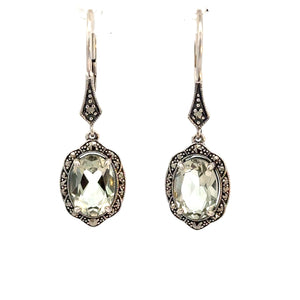 Oval Green Mint Quartz Drop Earrings