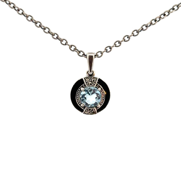 Blue Topaz Necklace Sterling Silver