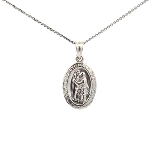 Sterling Silver Oval St Christopher Pendant