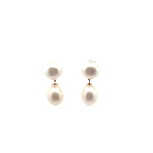 Pearl Button Drop Earrings