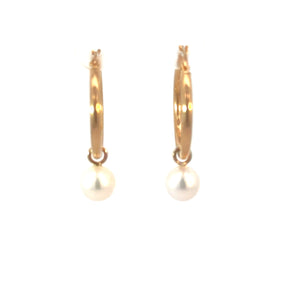 9ct Yellow Gold Detachable Pearl Hoop Earrings