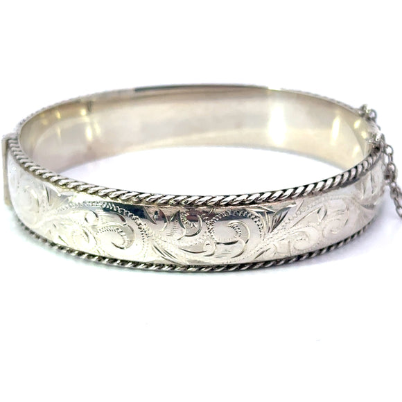 Engraved Sterling Silver Bangle