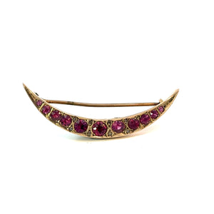 Pink Tourmaline  Diamond Crescent Brooch