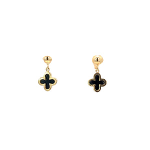 Onyx Clover Drop Earrings