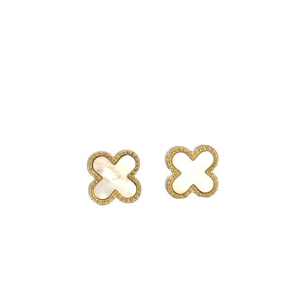 Mother of Pearl Clover Stud Earrings