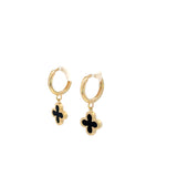 Onyx Clover Huggie Hoop Earrings