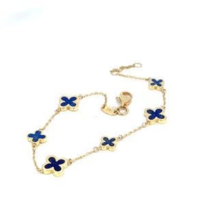 Lapis Lazuli Clover Bracelet in 9ct Yellow Gold