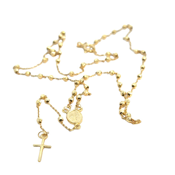 Diamond Cut  Rosary Bead Necklace