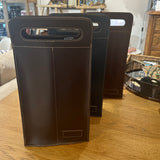 Stitched Leather Wine Tote Bag - Two Bottles