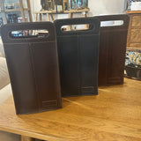 Stitched Leather Wine Tote Bag - Two Bottles