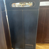 Stitched Leather Wine Tote Bag - Two Bottles