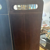 Stitched Leather Wine Tote Bag - Two Bottles