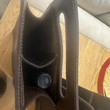 Stitched Leather Wine Tote Bag - Two Bottles