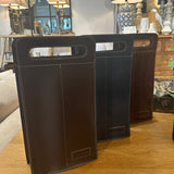 Stitched Leather Wine Tote Bag - Two Bottles