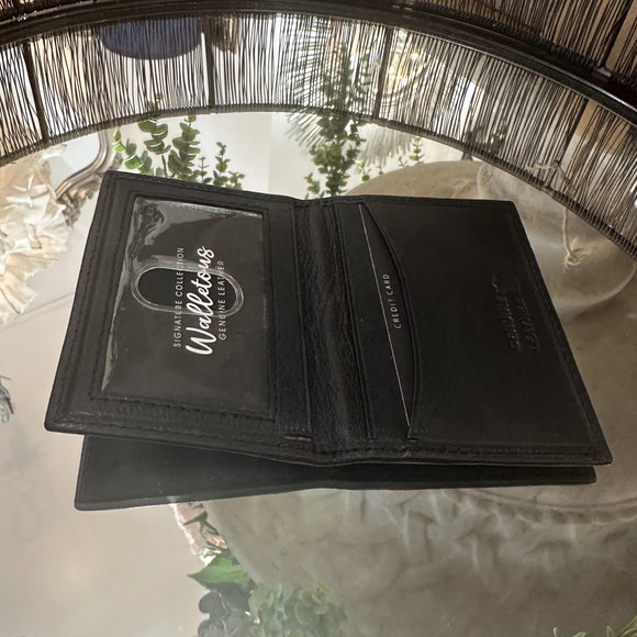 Leather Mens Card Wallet - Slim Black