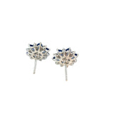 Diamond Sapphire Flower Stud Earrings