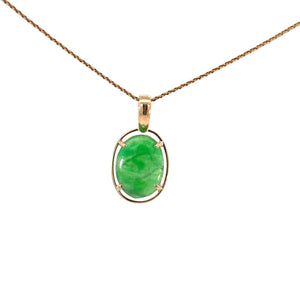 Oval Green Apple Jade Pendant