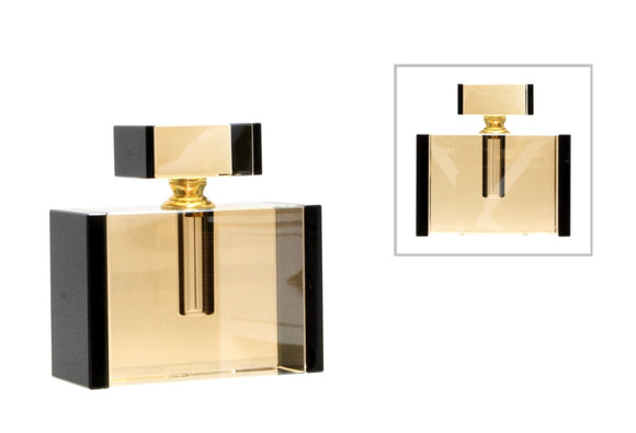 Plush Crystal Perfume Bottle - Large Black and Gold