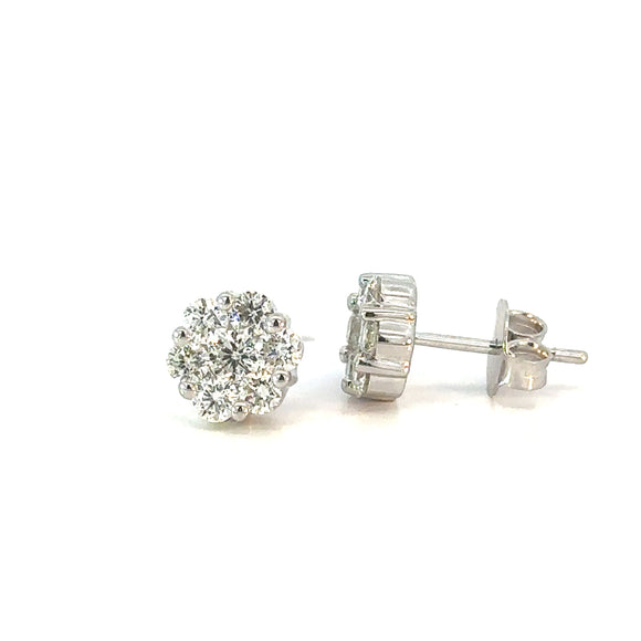 Diamond Cluster Stud Earrings