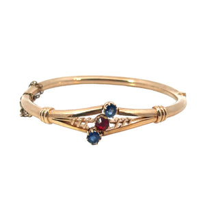 Antique Sapphire  Bangle in 14ct Yellow Gold