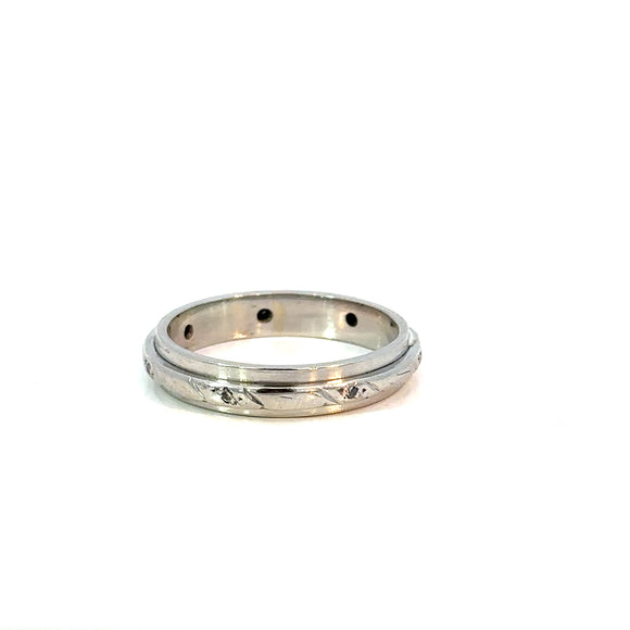 Platinum Diamond Accent Ridged Band