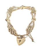 Gate Bracelet in 9ct Yellow Gold - Flat Heart Clasp