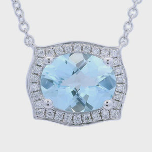 Aquamarine Diamond Pendant Necklace