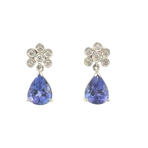 Tanzanite Diamond Drop Earrings