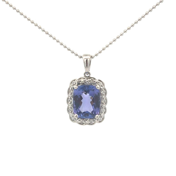 Tanzanite Diamond Pendant in Platinum