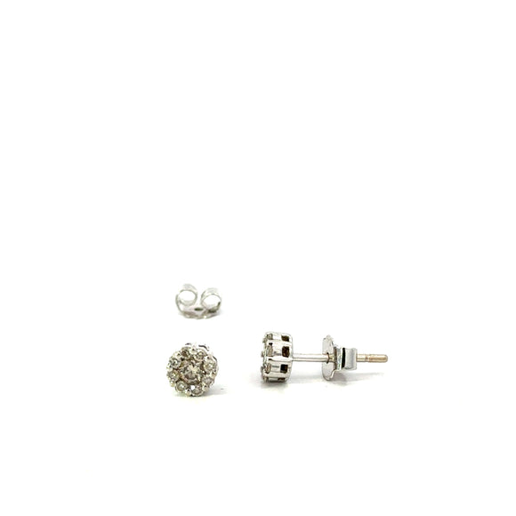 Diamond Cluster Stud Earrings in 18ct White Gold