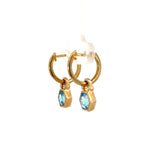 Hexigon Blue Topaz Diamond Dangle Hoop Earrings