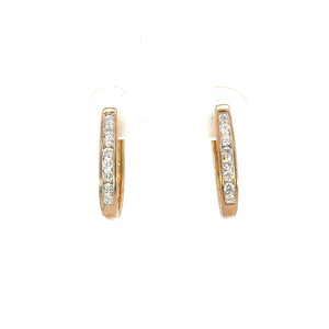 Diamond Elongated Huggie Earrings in 9ct Yellow Gold