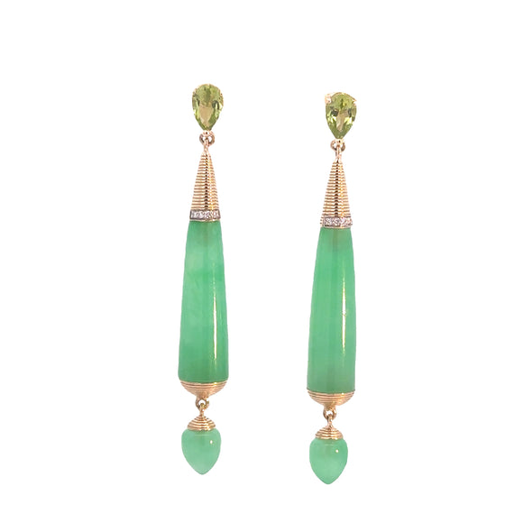 Jade Peridot Diamond Drop Earrings