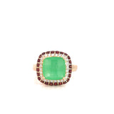 Green Jade Diamond Garnet Ring