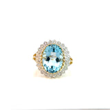 Large Blue Topaz Diamond Dress Ring