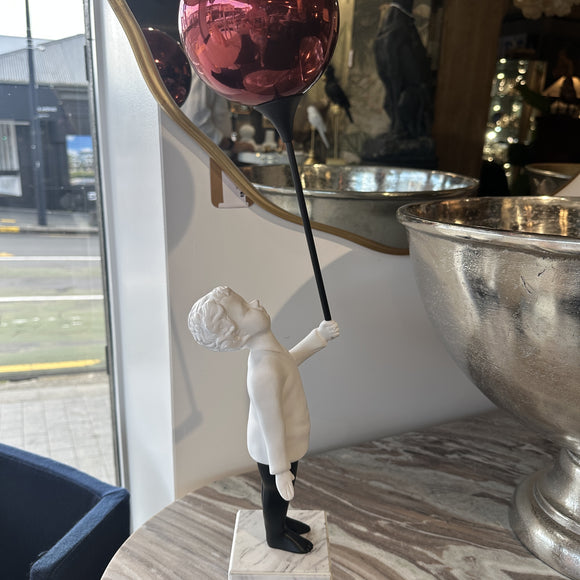 Boy Holding Red Balloon Figurine - Banksy Style