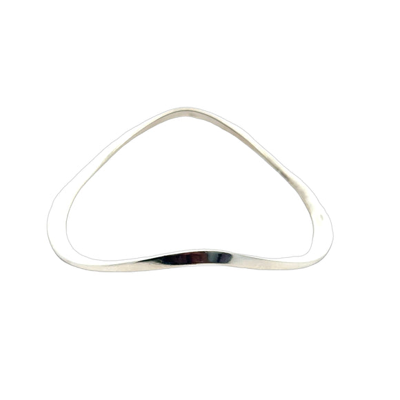 Geometric Oval Sterling Silver Bangle