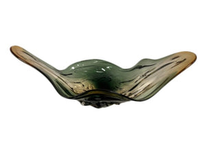 Green Amber Glass Art Bowl