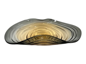 Large Amber Glass Curved Bowl