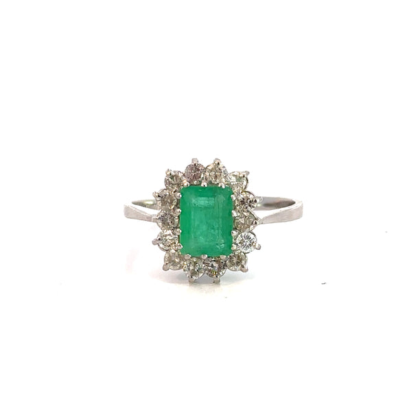 Step  Cut Emerald Diamond Ring