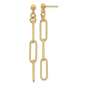 Italian Paperclip Dangle Earrings in 14ct Yellow Gold