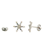 Diamond Snowflake Stud Earrings in White Gold