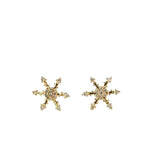 Diamond Snowflake Stud Earrings in Yellow Gold